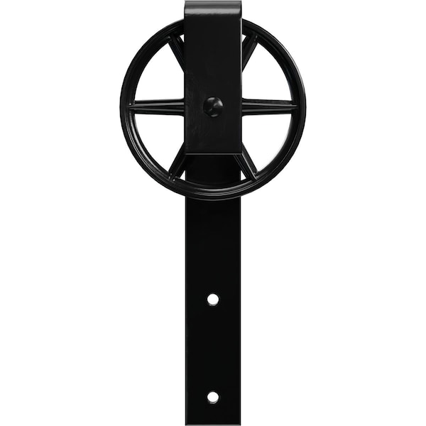 Ekena Millwork Premium Wagon Wheel Roller Hanger w/ Bolts for Barn Door for 2 1/4" Doors, Black - GB60015RWBL