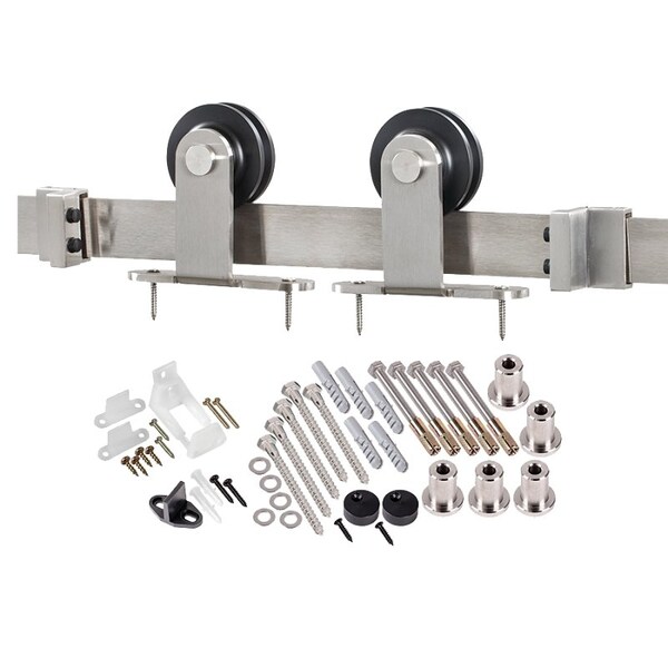 Renin Straight Strap Barn Door Hardware Kit, 78-3/4 in L Track, Steel, Bronze, Wall, For: Barn Door - BD101K-07800-SS