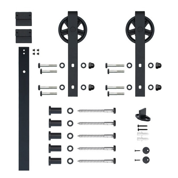 Designer Collection Black 78" Sliding Barn Door Hardware with 5" Wheel - NT.1400.08W.08