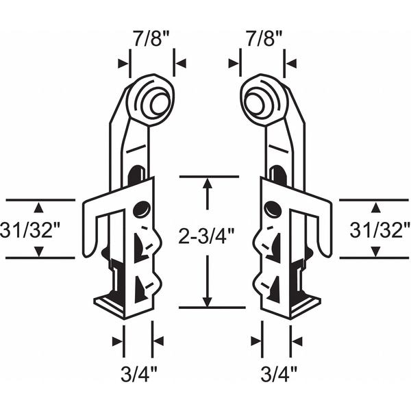 Zoro Select Hanger Set, Steel Plated, 4-23/32"L x 1-21/32"W - 3-116A