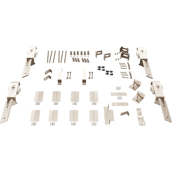 Ekena Millwork Barnfold J-Strap 4-Door Hardware Set for 1 1/4" to 1 3/8" Doors, White Bronze - GB6007M4HWZ