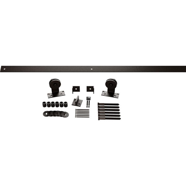 Ekena Millwork Economy Straight Top Barn Door Hardware Set w/ 4' Track & Silent Rollers for 1 3/8" to 1 3/4" Doors - GB6008HTM4AB