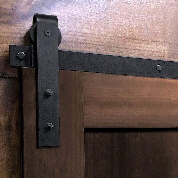 Ekena Millwork Economy Straight Top Barn Door Hardware Set w/ 4' Track & Silent Rollers for 1 3/8" to 1 3/4" Doors - GB6008HTM4AB