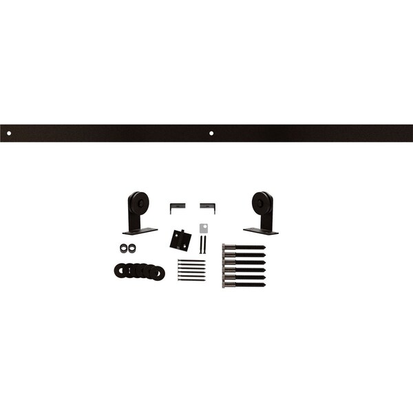 Ekena Millwork Economy Straight Top Barn Door Hardware Set w/ 4' Track & Silent Rollers for 1 3/8" to 1 3/4" Doors - GB6008HTM4AB