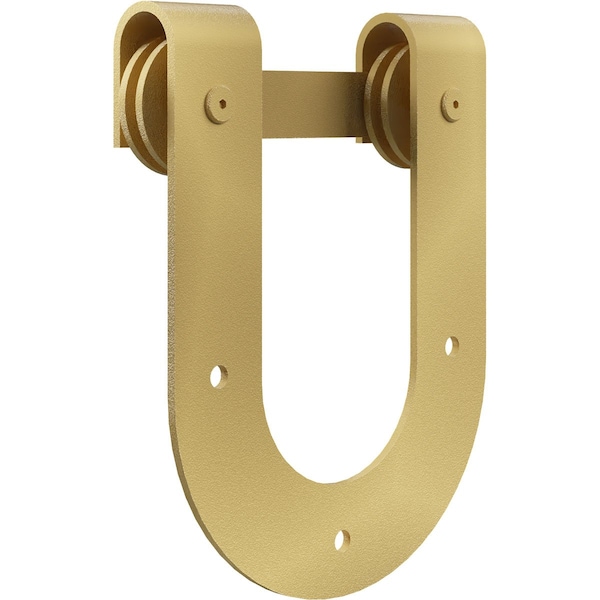 Ekena Millwork Premium Horseshoe Roller Hanger w/ Bolts for Barn Door for 1 3/8" Doors, Jacob's Gold - GB60013R2JG