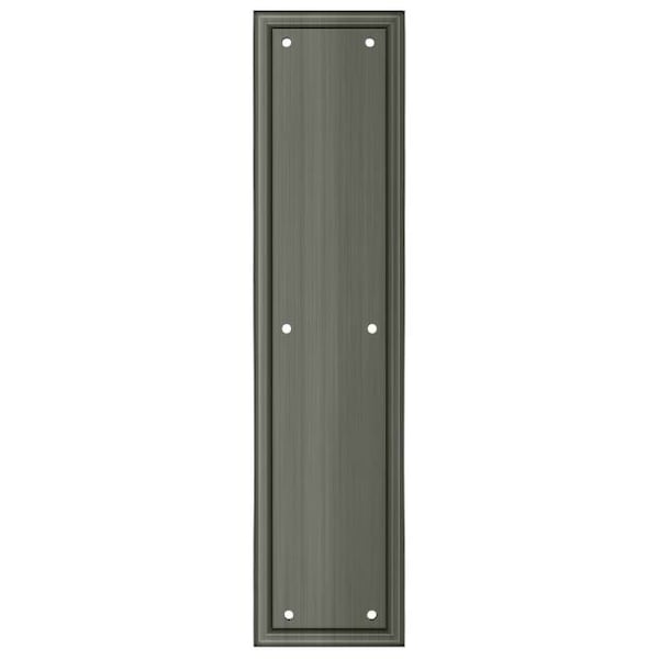 Deltana Framed Push Plate, Heavy Duty, 3-1/2" X 15" Antique Nickel - PP2280U15A