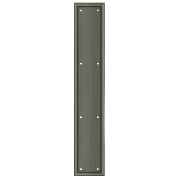 Deltana Framed Push Plate, Heavy Duty, 3-1/2" X 20" Antique Nickel - PP2281U15A