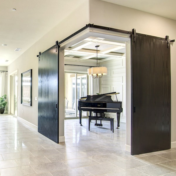 Ekena Millwork Premium 7"L x 1 1/4"W Pull Handle for 1 3/8" Doors, Black - GB6001PH307BL