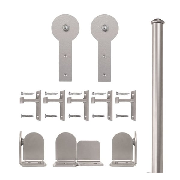 Quiet Glide Satin Nickel 72 in Round Stick Sliding Door Hardware - QG.1300.RS.02