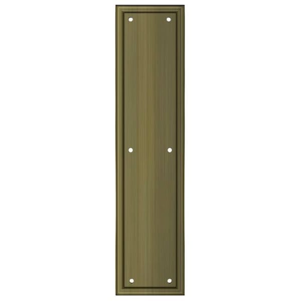 Deltana Framed Push Plate, Heavy Duty, 3-1/2" X 15" Antique Brass - PP2280U5