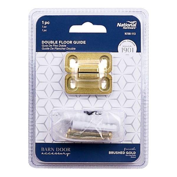 National Hardware National Hardware 1-3/4 in. L Brushed Gold Aluminum Double Floor Guide 1 pc - N700-113