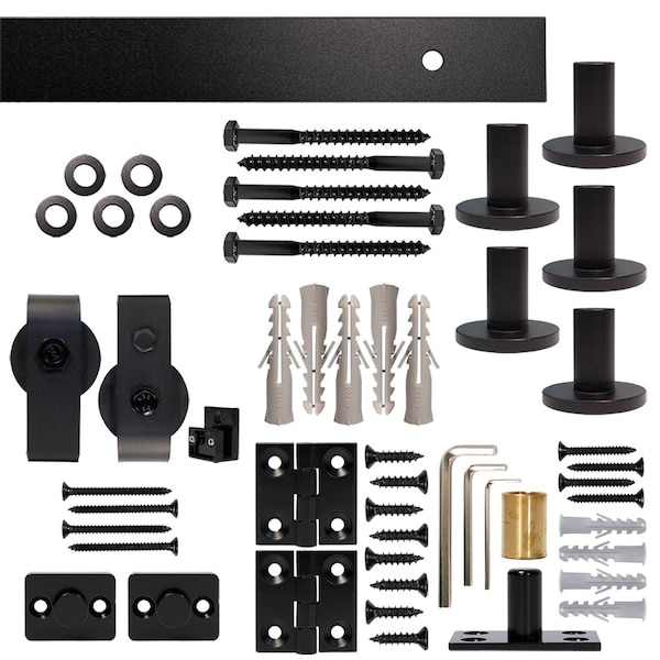 Quiet Glide Black 72 in. Single Bi-Fold Top Mount Sliding Barn Door Track and Hardware Kit - NT.BF1500.TM.08-6