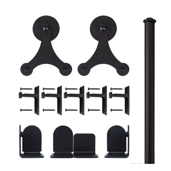 Quiet Glide Black 96" Tri Star Sliding Door Hardware - QG.1300.TS-96.08