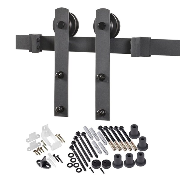 Renin Straight Strap Barn Door Hardware Kit, 96 in L Track, Steel, Matte, Wall, For: Barn Door - BD100K-09600-MB