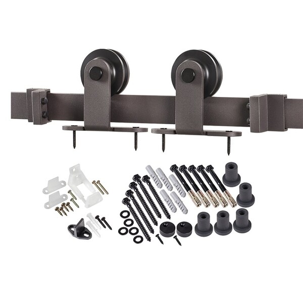 Renin Straight Strap Barn Door Hardware Kit, 78-3/4 in L Track, Steel, Bronze, Wall, For: Barn Door - BD101K-07800-BR