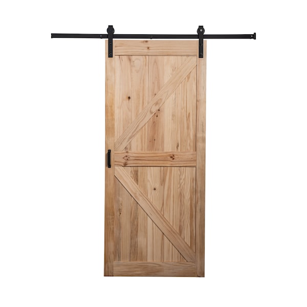 Renin 36 inch x 84 inch Pine K Design Rustic Barn Door with Hardware Kit - BD052B01PN1PNE36084