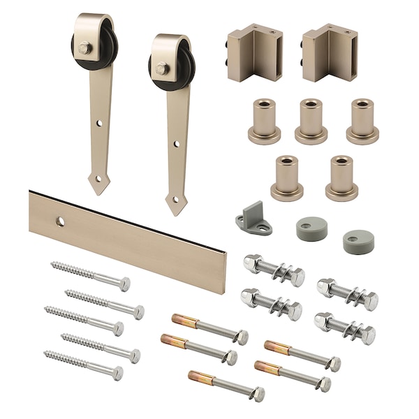 Prime-Line Heavy Duty Barn Door Track Kit, Smooth Rolling, Side Mount, Satin Nickel 1 Kit - N 7551