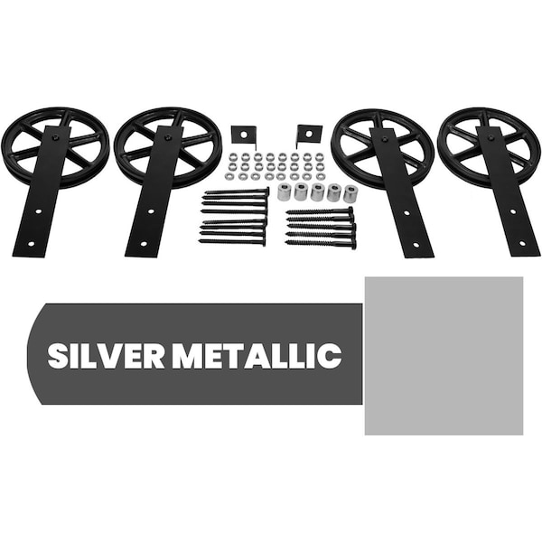 Ekena Millwork Exterior Dummy Roller Double-Panel Hardware Set w/ 4 Fixed Wagon Wheel Hangers (track not included) - GB6004EHWP1