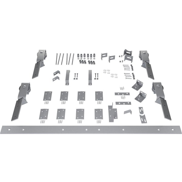 Ekena Millwork Barnfold J-Strap 4-Door Hardware Set for 1 1/4" to 1 3/8" Doors with 72" Track, Flint Gray - GB6007M4D72FG