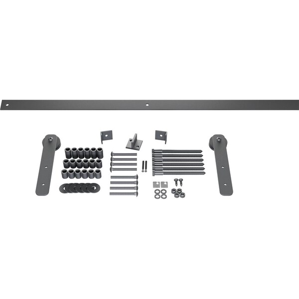 Ekena Millwork Economy Straight Strap Barn Door Hardware Set & Silent Rollers for 1 3/8" to 1 3/4" Doors - GB6008H6SM
