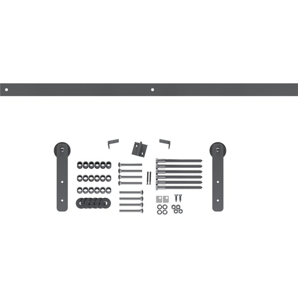 Ekena Millwork Economy Straight Strap Barn Door Hardware Set & Silent Rollers for 1 3/8" to 1 3/4" Doors - GB6008H6SM