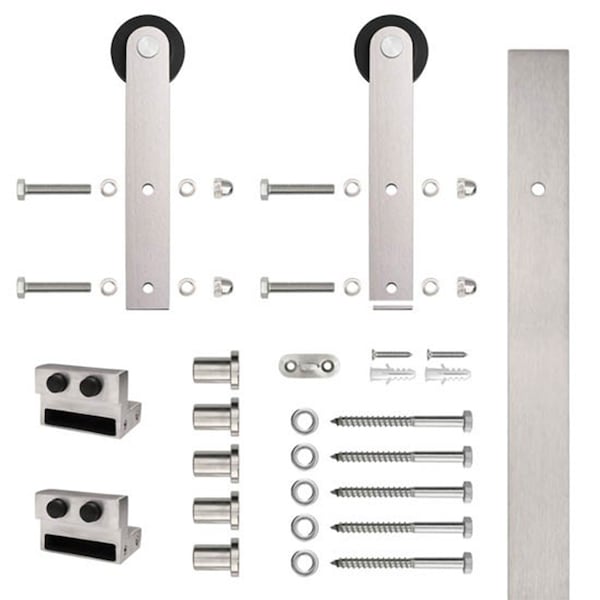 Designer Collection Stainless Steel 72" Flat Rail Stick Strap Sliding Door Hardware - NT.1400.03W.SS