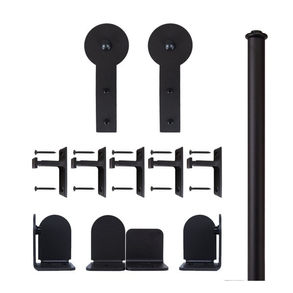 Quiet Glide Black 96" Round Stick Sliding Door Hardware - QG.1300.RS-96.08