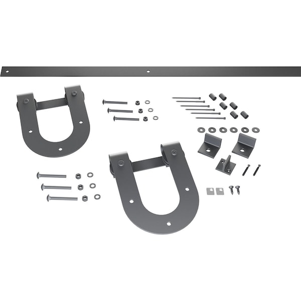 Ekena Millwork Premium Horseshoe Barn Door Hardware Set w/ 5' 4" Track for 1 3/4" Doors, Silver Metallic - GB60014H254SM