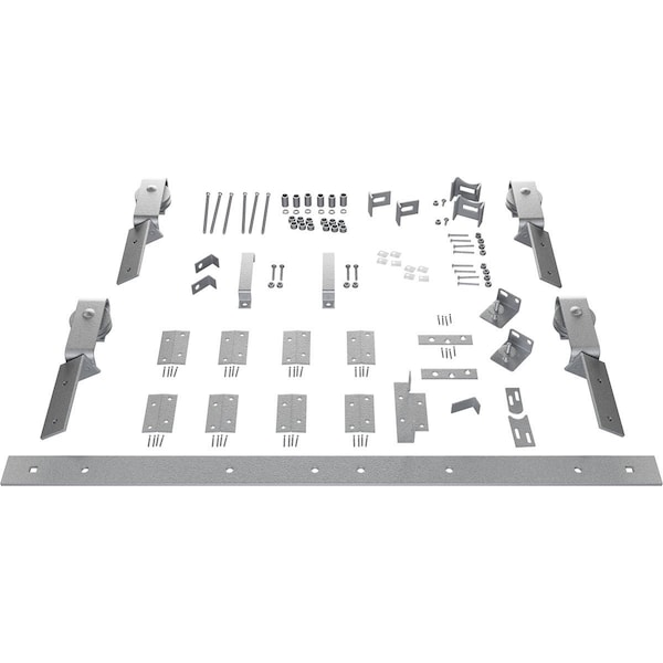 Ekena Millwork Barnfold J-Strap 4-Door Hardware Set for 1 1/4" to 1 3/8" Doors with 96" Track, PC Chrome - GB6007M4D96CR