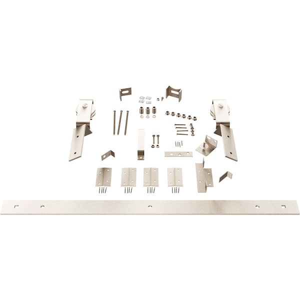 Ekena Millwork Barnfold J-Strap 2-Door Hardware Set for 1 1/4" to 1 3/8" Doors with 28" Track, White Bronze - GB6007M2D28WZ