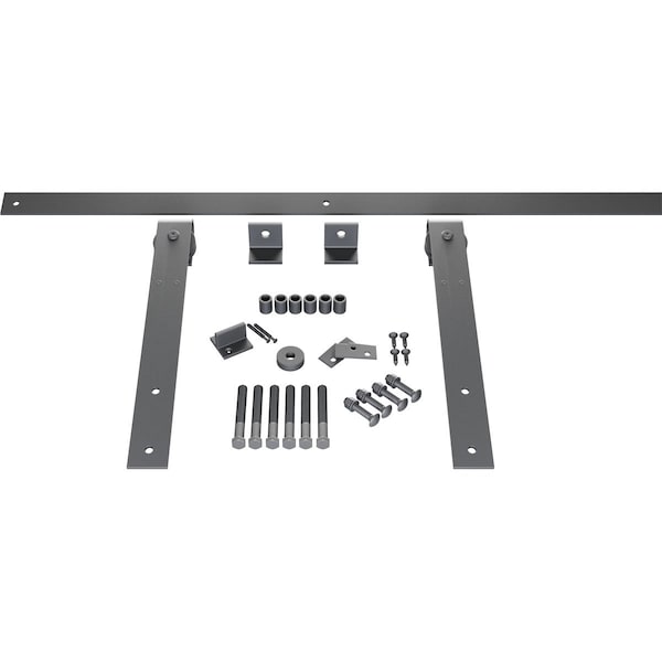 Ekena Millwork Premium J-Strap Barn Door Hardware Set w/ 8' Track for 2 1/4" Doors, Silver Metallic - GB60015H8SM