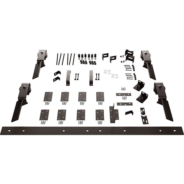 Ekena Millwork Barnfold J-Strap 4-Door Hardware Set for 1 1/4" to 1 3/8" Doors with 56" Track, Bronze Texture - GB6007M4D56BZ