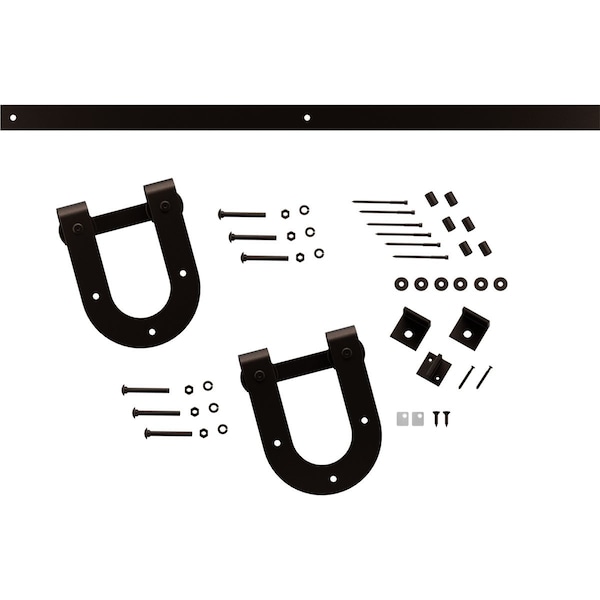 Ekena Millwork Premium Horseshoe Barn Door Hardware Set w/ 8' Track for 1 3/4" Doors, Bronze Texture - GB60014H28BZ