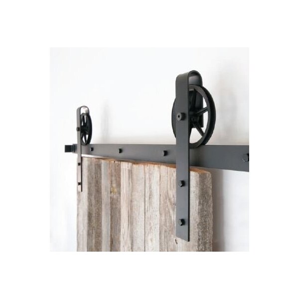 Orca Hardware 8' Flat Track Kit, Two 4' Tracks w/Connector Plate, Spoke Wheel Hangers, Includes Track, Hangers,  - FTSK-BL-8C