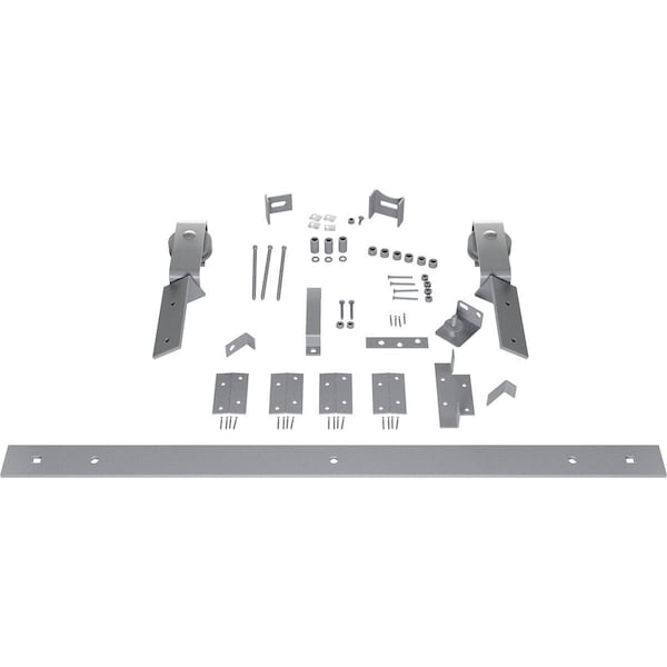 Ekena Millwork Barnfold J-Strap 2-Door Hardware Set for 1 1/4" to 1 3/8" Doors with 36" Track, Flint Gray - GB6007M2D36FG