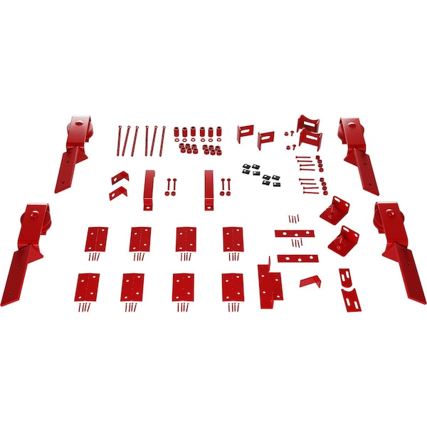 Ekena Millwork Barnfold J-Strap 4-Door Hardware Set for 1 1/4" to 1 3/8" Doors, Regal Red - GB6007M4HRR