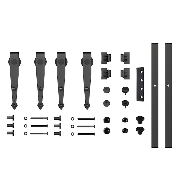 Onward 72 in 1830 mm Arrow Mini Barn Door Sliding System, Matte black - 189TYL20690BC