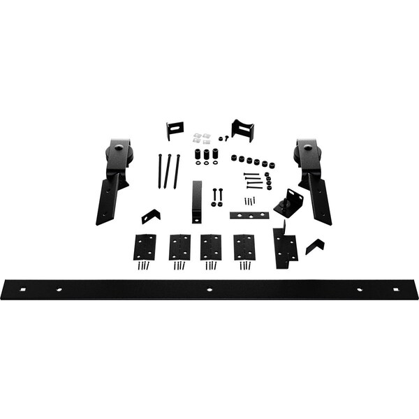 Ekena Millwork Barnfold J-Strap 2-Door Hardware Set for 1 1/4" to 1 3/8" Doors with 42" Track, Matte Black - GB6007M2D42MB