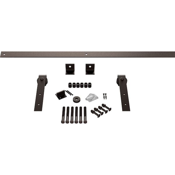 Ekena Millwork Premium J-Strap Barn Door Hardware Set w/ 5' Track for 1 3/4" Doors, Bronze Texture - GB60014H5BZ