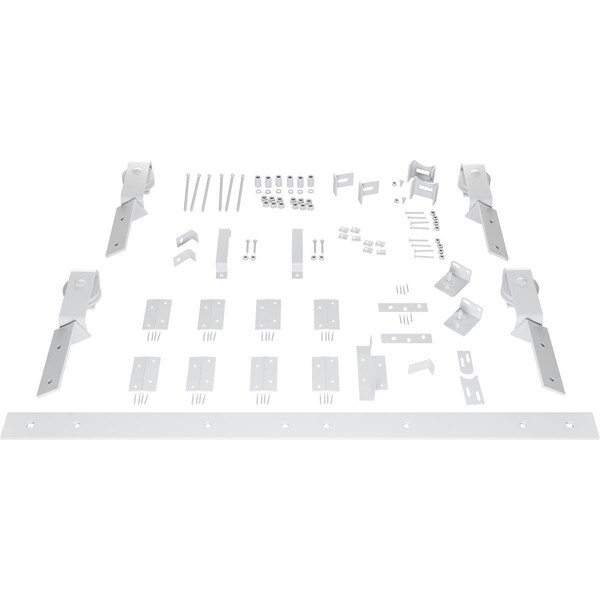 Ekena Millwork Barnfold J-Strap 4-Door Hardware Set for 1 1/4" to 1 3/8" Doors with 60" Track, Rocket White - GB6007M4D60RW