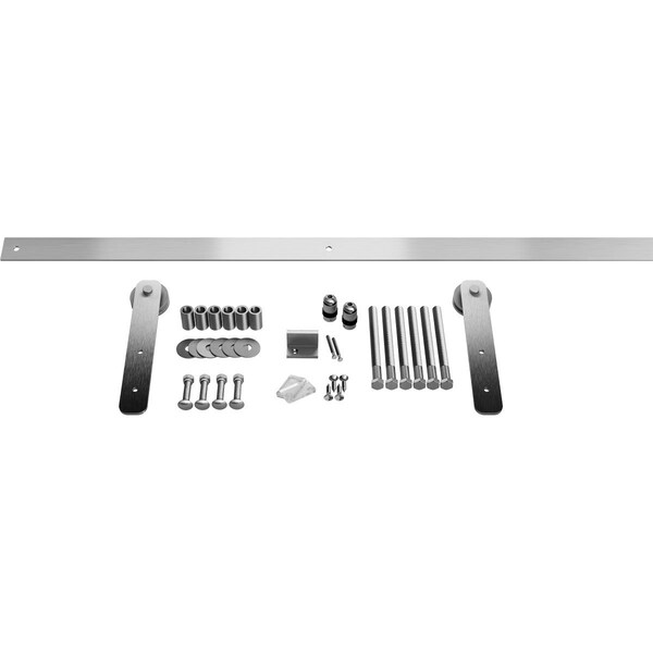 Ekena Millwork Straight Strap Barn Door Hardware Set w/ 7' Track for 1 3/8" Doors, Stainless Steel - GB60053H7SS