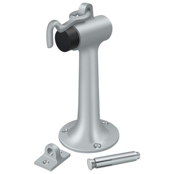 Deltana Floor Mount, 6" Bumper With Hook & Eye, Heavy Duty Satin Chrome - DSF630U26D
