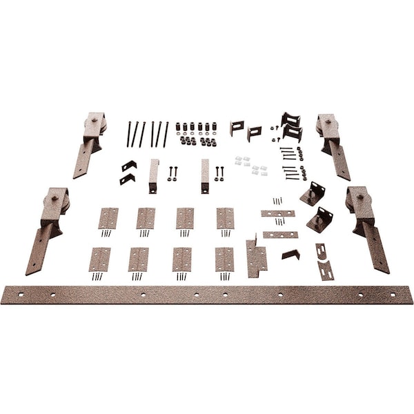 Ekena Millwork Barnfold J-Strap 4-Door Hardware Set for 1 1/4" to 1 3/8" Doors with 60" Track, Copper Vein - GB6007M4D60CV