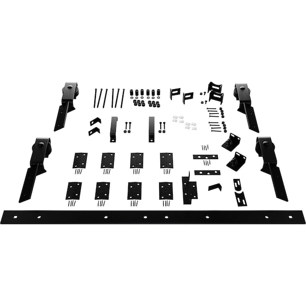 Ekena Millwork Barnfold J-Strap 4-Door Hardware Set for 1 1/4" to 1 3/8" Doors with 72" Track, Matte Black - GB6007M4D72MB
