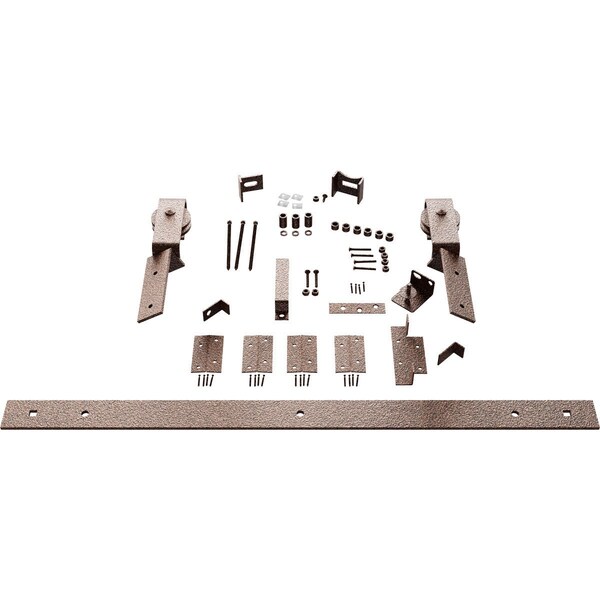 Ekena Millwork Barnfold J-Strap 2-Door Hardware Set for 1 1/4" to 1 3/8" Doors with 30" Track, Copper Vein - GB6007M2D30CV