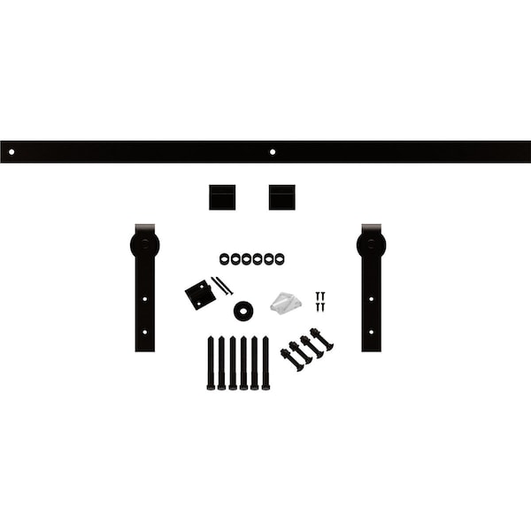 Ekena Millwork Premium J-Strap Barn Door Hardware Set w/ 5' Track for 2 1/4" Doors, Arch Bronze - GB60015H5AB