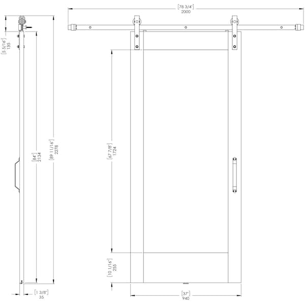 Renin 1-Lite White Vinyl Barn Door With Installation Hardware Kit 37in. - RVRR1LW-37BL-E