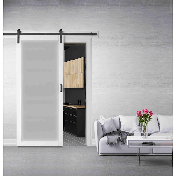 Renin 1-Lite White Vinyl Barn Door With Installation Hardware Kit 37in. - RVRR1LW-37BL-E