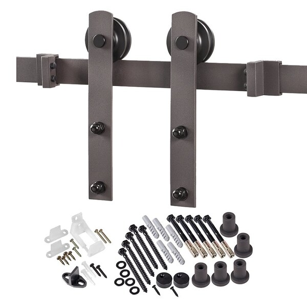 Renin Straight Strap Barn Door Hardware Kit, 78-3/4 in L Track, Steel, Bronze, Wall, For: Barn Door - BD100K-07800-BR