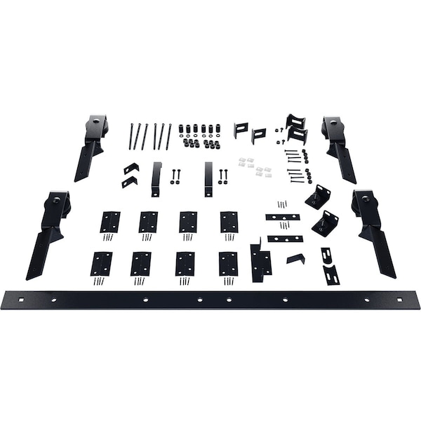 Ekena Millwork Barnfold J-Strap 4-Door Hardware Set for 1 1/4" to 1 3/8" Doors with 84" Track, Dark Gray - GB6007M4D84DG